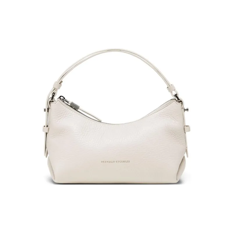 Brunello Cucinelli Leather Handbag, Shoulder Bag Women's Light Beige-0