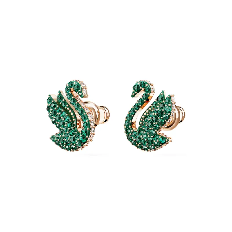 Swarovski Rose Gold-Tone Plated Stud Earrings Women's Green-2