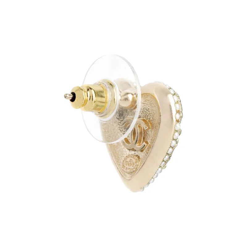 CHANEL CC Stud Earrings Women's Gold-1