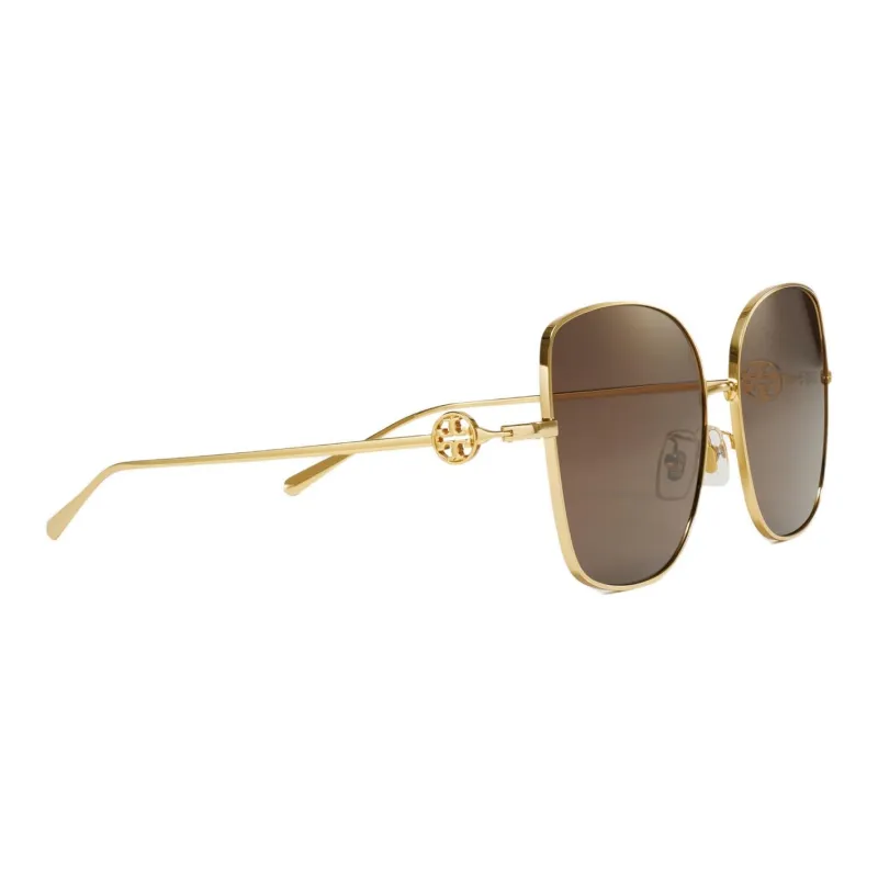 TORY BURCH Metal Irregular Shape Sunglasses Unisex Gold-2