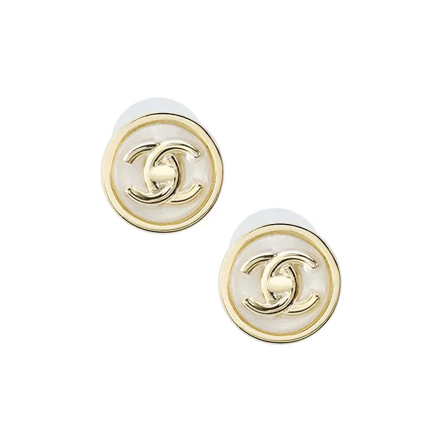 CHANEL Gold Plated Stud Earrings Women's Gold-0