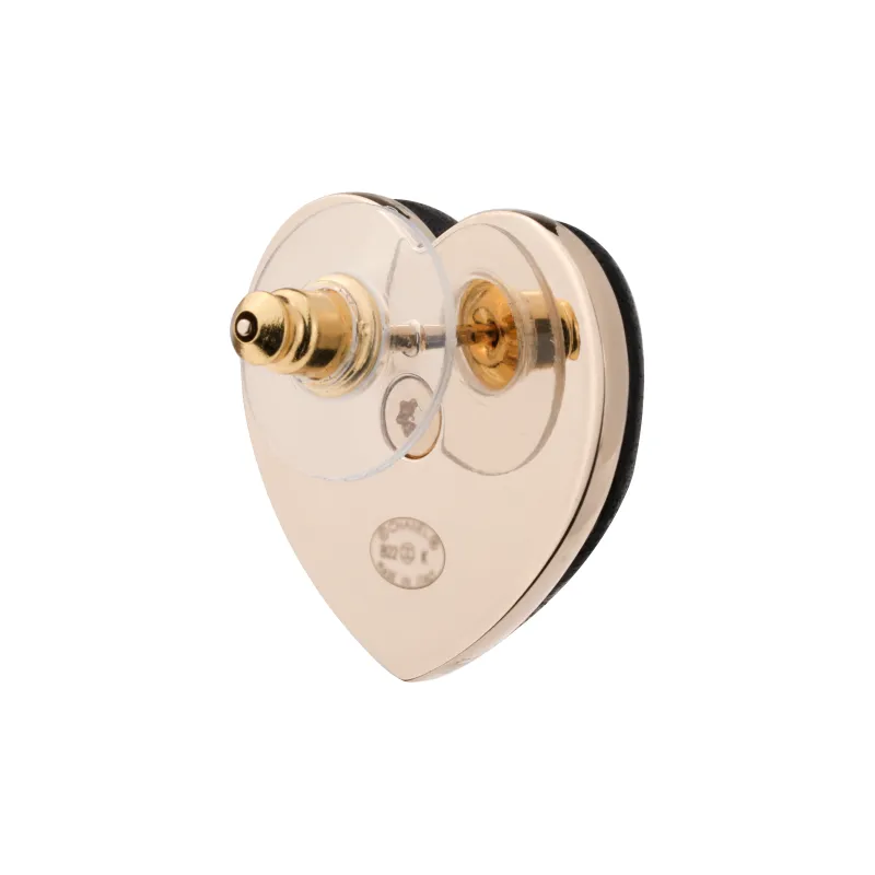 CHANEL Metal Stud Earrings Women's Black-2