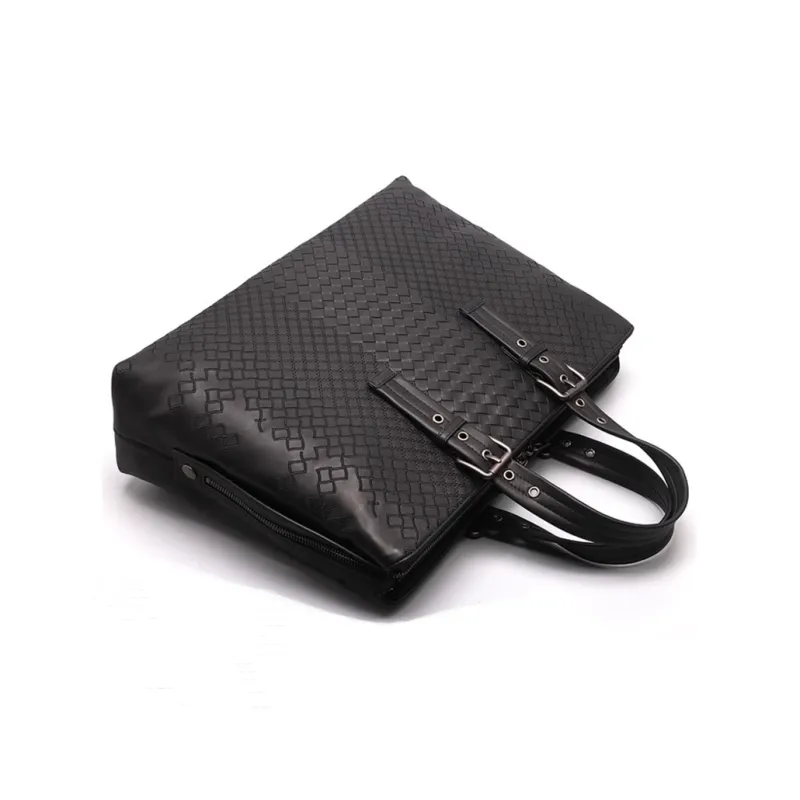 CMLZIUA Top Grain Cow Leather Handbag Regular Unisex Black-3