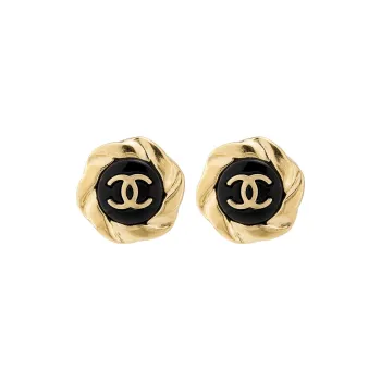 CHANEL Metal Stud Earrings Women's Gold