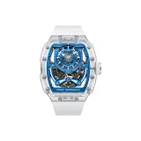 Transparent Case Blue Dial White Rubber Strap