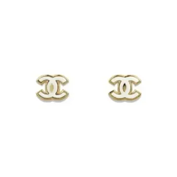 CHANEL Metal Stud Earrings Women's Gold