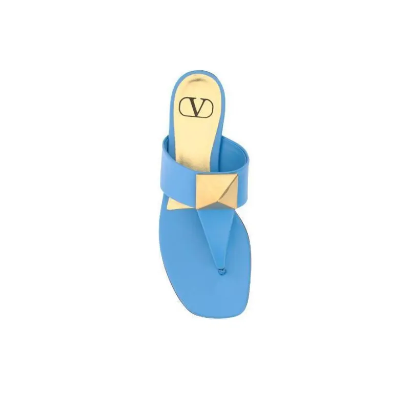 Valentino One Stud Flip Flops Women's Blue-4