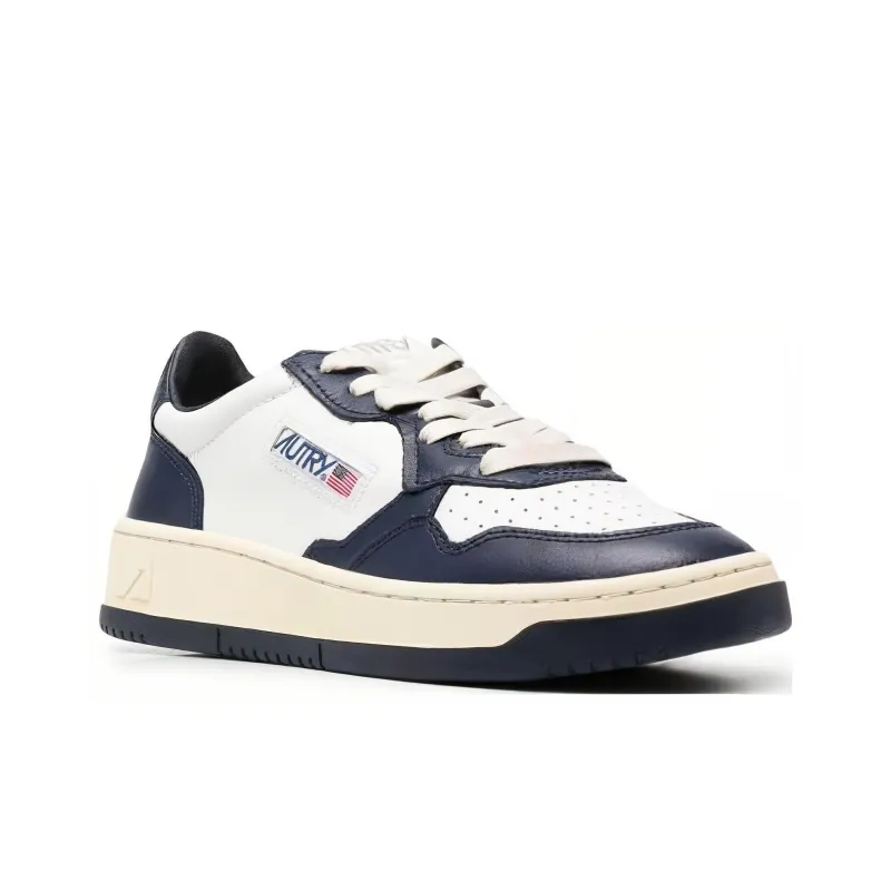 AUTRY Medalist Leather Low White Navy Women's-2