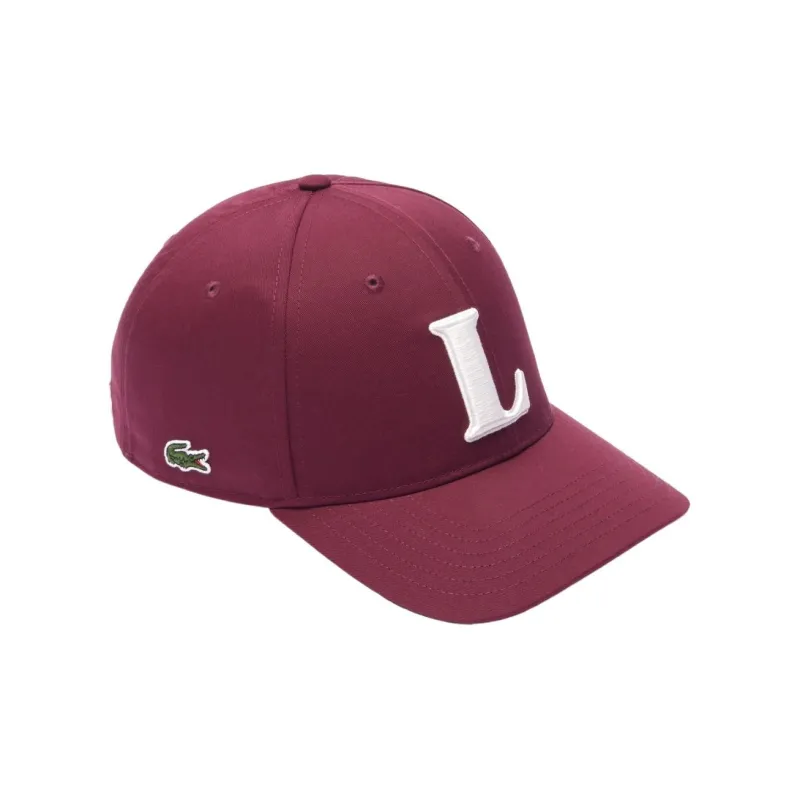LACOSTE Polyester Cotton Baseball Caps Unisex Burgundy-1