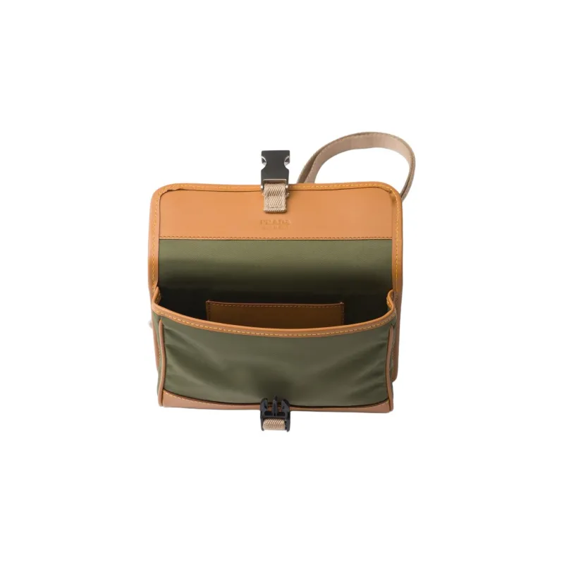 PRADA Leather With Nylon Shoulder Bag, Crossbody Bag Men's Khaki & Camel-3