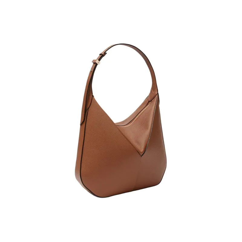 Valextra Millepunte Soft Calfskin Hobo Bag Handbag Shoulder Bag Women's Chocolate Brown-1