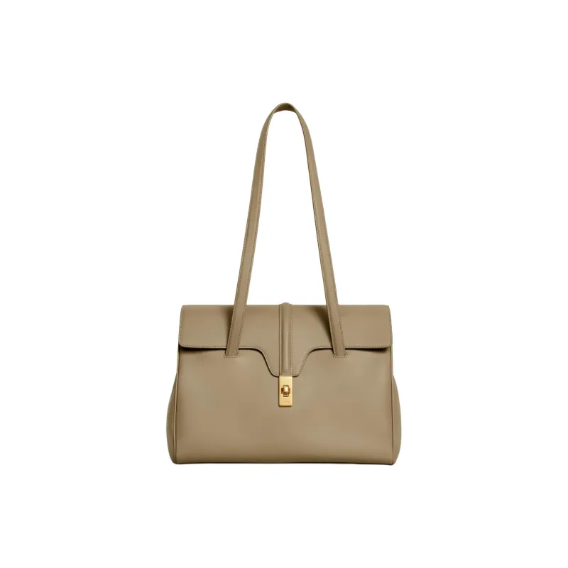CELINE 16 Smooth Cow Leather Handbag Shoulder Bag Women's Dark Brown Black-1