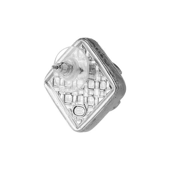 CHANEL Stud Earrings Women's Silver/Black-2