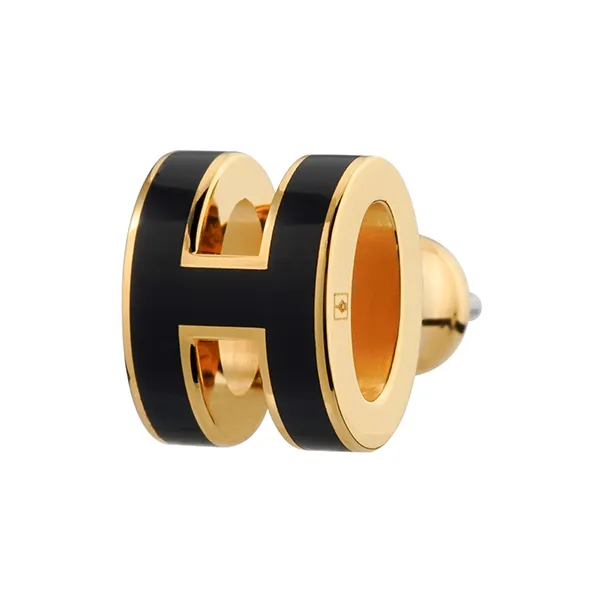 HERMES Gold Plated Stud Earrings Women's-1