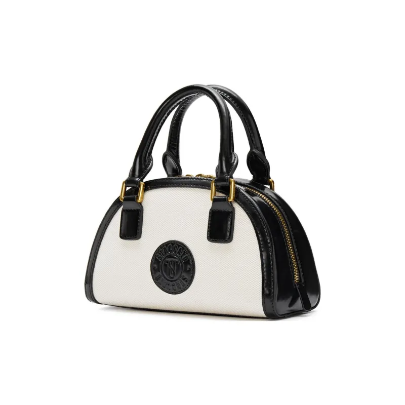 Staccato Fabric With Cow Leather Minimalist Style, Elegant And Large Capacity Crossbody Handbag Regular Women's-1
