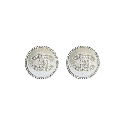 CHANEL Stud Earrings Women's White