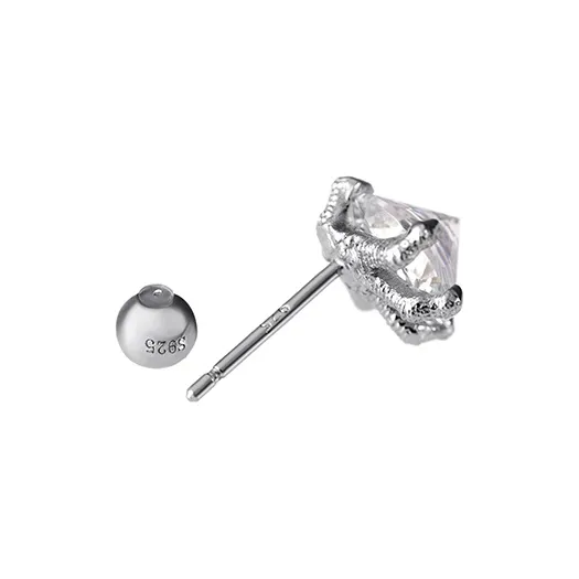 APORRO 925 Sterling Silver Dragon Claw Stud Earrings Unisex Plated 18K White Gold/14K Gold-4