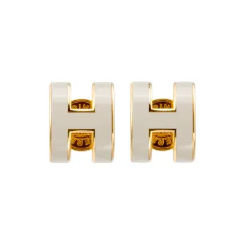 HERMES Gold Plated Stud Earrings Women's