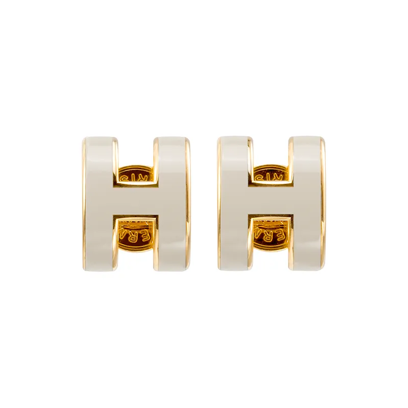 HERMES Gold Plated Stud Earrings Women's-0