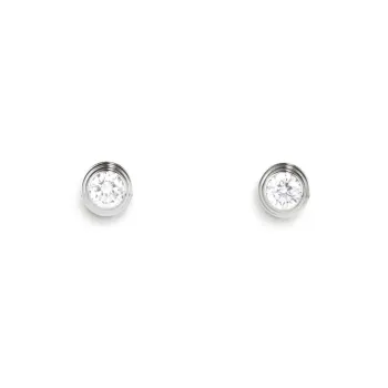 CARTIER 18K White Gold Single Diamond Stud Earrings Unisex