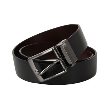 Tommy Hilfiger Logo Design Pin Buckle Leather Belts Men's Black