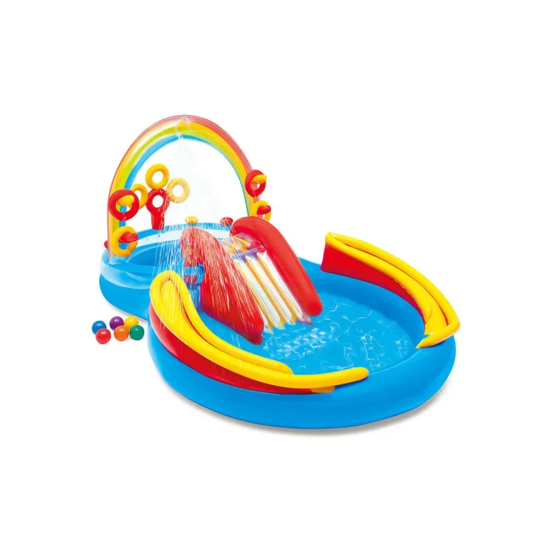 INTEX Water Slide Inflatable Pool, Inflatable Water Pool Inflatable Castle Swimming Pool Fishing Pool Water Toy Set-12