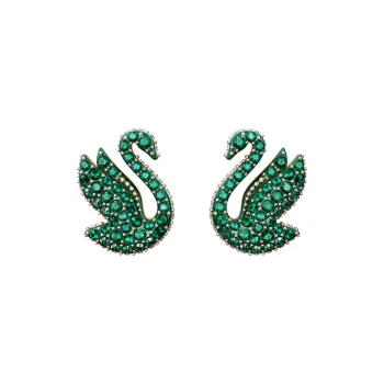 Swarovski Rose Gold Tone Plated Stud Earrings Women's Green