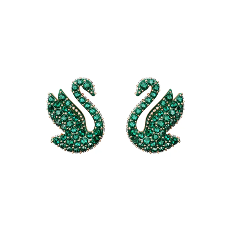 Swarovski Rose Gold-Tone Plated Stud Earrings Women's Green-0
