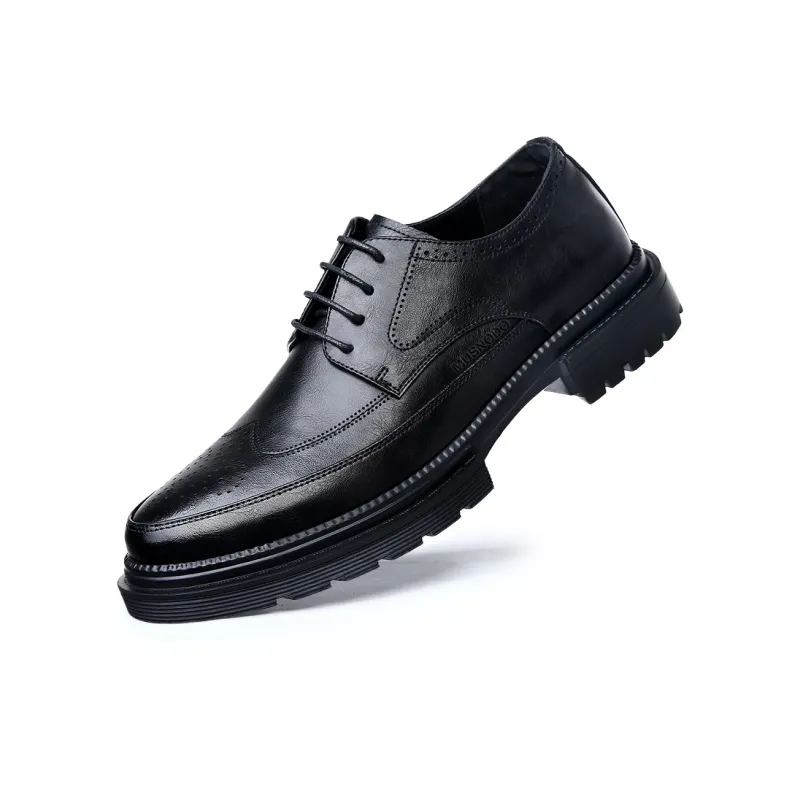 MUSNODO Dress Shoes Men Low Top Black/Brown-2
