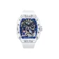 Transparent Case Blue Dial White Rubber Strap