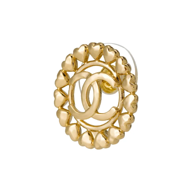 CHANEL Stud Earrings Women's Gold-1