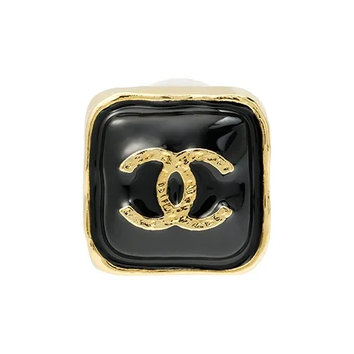 CHANEL Metal Stud Earrings Women's Black-3