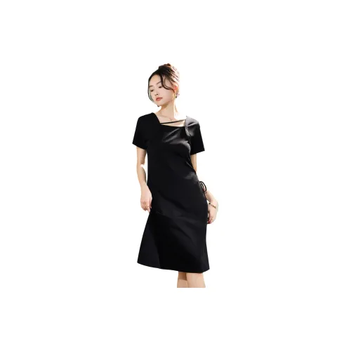 SMEN Short-Sleeved Dresses Women's Black