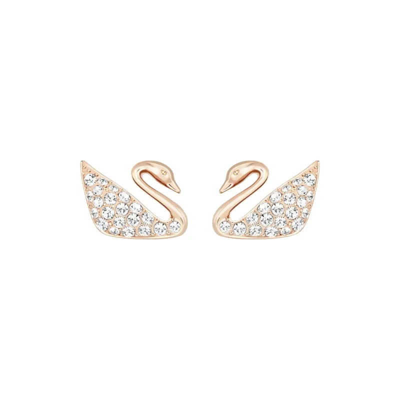 Swarovski Gold Plated Stud Earrings Women's Rose Gold-0