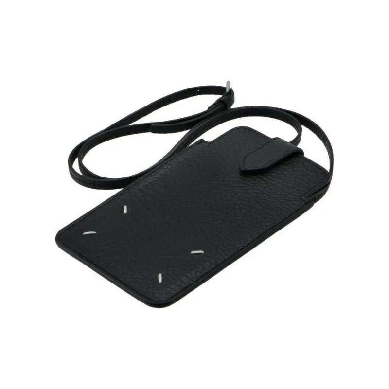 Maison Margiela Cow Leather Cell Phone Pouch Mini Unisex Black-3