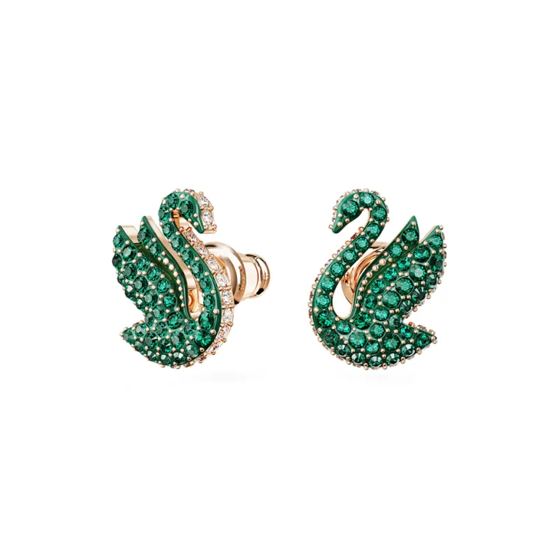 Swarovski Rose Gold-Tone Plated Stud Earrings Women's Green-1