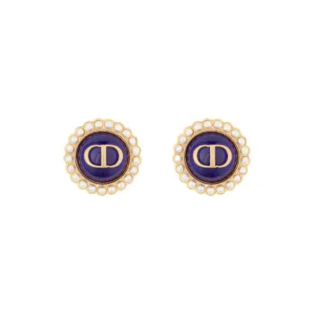 DIOR Stud Earrings Women's Gold/Marine Blue