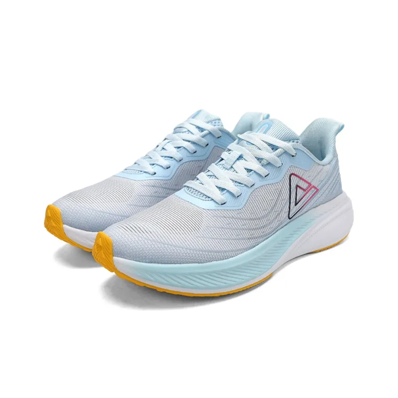 PEAK Cushioned Slip Resistant Abrasion Resistant Low Top Running Shoes Men's Big White Fine Blue-2