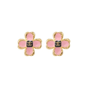 CHANEL Metal Stud Earrings Women's Pink
