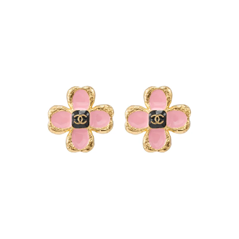 CHANEL Metal Stud Earrings Women's Pink-0