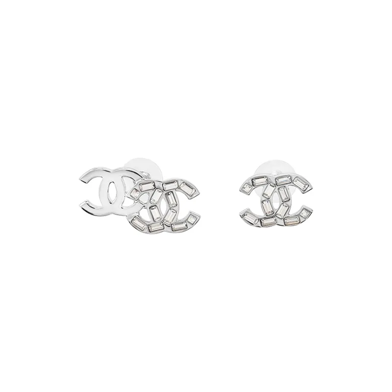 CHANEL Stud Earrings Women's Silver-1