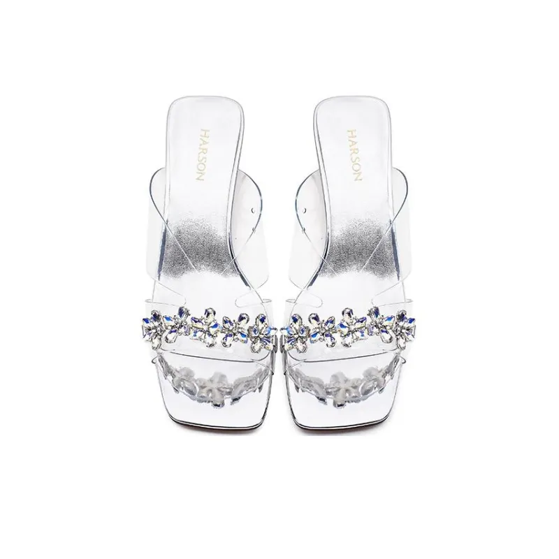 HARSON Slide Slippers Women's Champagne/Silver-5
