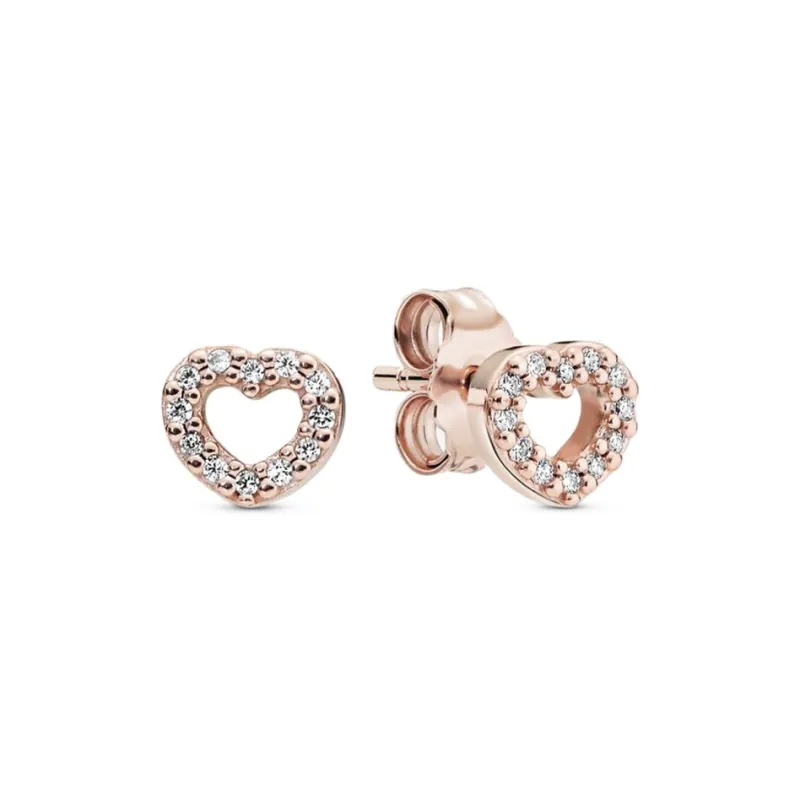 Pandora 925 Sterling Silver Stud Earrings Women's Rose Gold-1