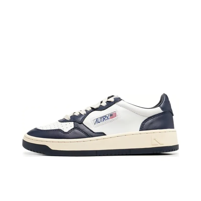 AUTRY Medalist Leather Low White Navy Women's-0