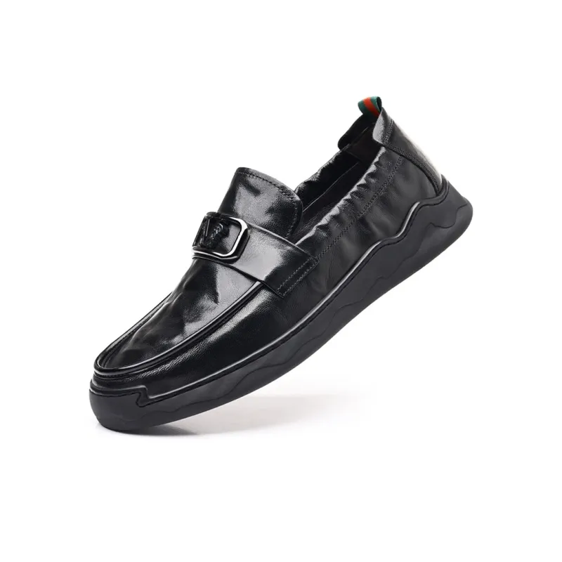 GZZ Dress Shoes Men Low Top Black-1