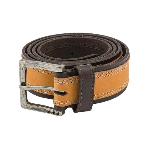 Timberland Carving Logo Pin Buckle Leather Belts Men's Brown