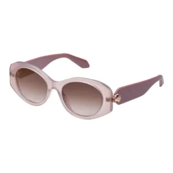 BVLGARI Plate Frame Acetate Oval Sunglasses Unisex Pink