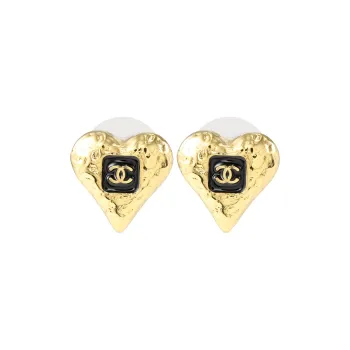 CHANEL Metal Stud Earrings Women's Small Size, Gold