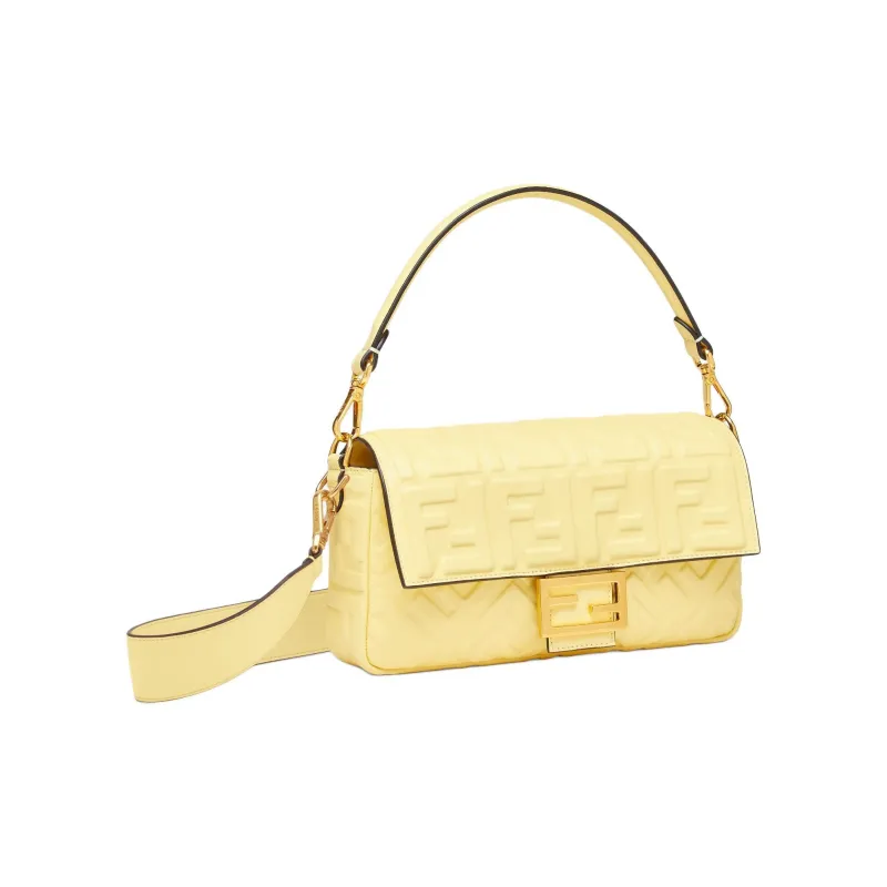FENDI Baguette Lambskin Portable Crossbody Bag, Shoulder Bag Women's Yellow-1