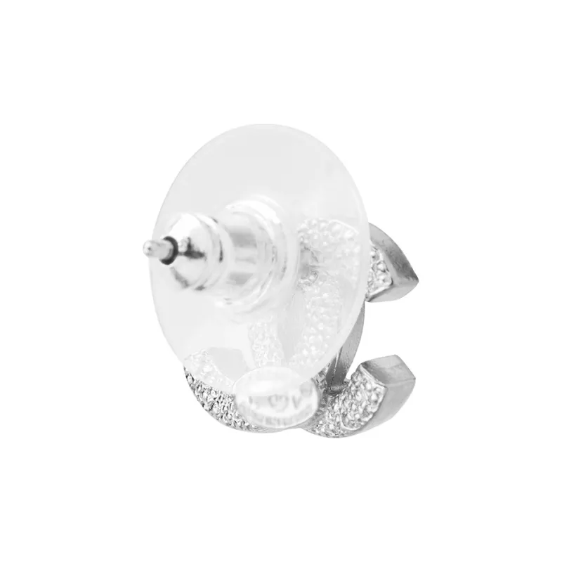 CHANEL Metal Stud Earrings Women's Silver-2